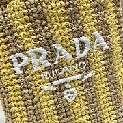 Fortok Prada Raffia Striped Small Logo Tote Bag Beige & Yellow 24x24x8cm - 6