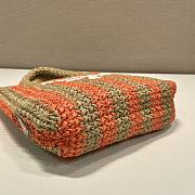 Fortok Prada Raffia Striped Small Logo Tote Bag Beige & Orange 24x24x8cm - 6
