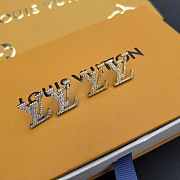 Fortok Louis Vuitton Crystal Diamond Letter Stud Earrings Gold/Silver - 1