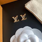 Fortok Louis Vuitton Crystal Diamond Letter Stud Earrings Gold/Silver - 6