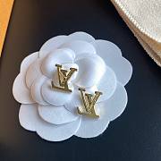 Fortok Louis Vuitton Crystal Diamond Letter Stud Earrings Gold/Silver - 5