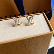 Fortok Louis Vuitton Crystal Diamond Letter Stud Earrings Gold/Silver - 4