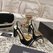 Fortok Chanel CC Slingback Heels Black Gold  - 5