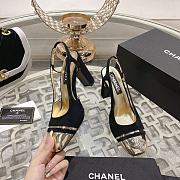 Fortok Chanel CC Slingback Heels Black Gold  - 2