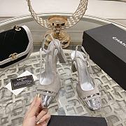 Fortok Chanel CC Slingback Heels Beige Silver - 4