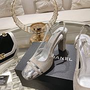 Fortok Chanel CC Slingback Heels Beige Silver - 3