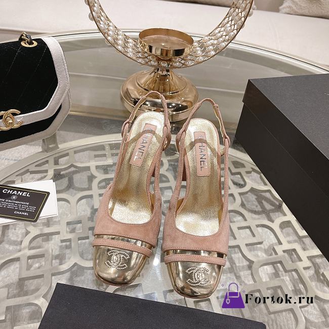 Fortok Chanel CC Slingback Heels Pink Gold - 1