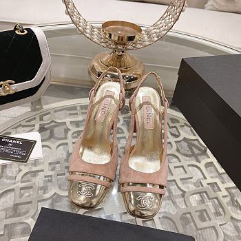 Fortok Chanel CC Slingback Heels Pink Gold