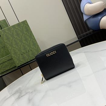 Fortok Gucci Black Mini Wallet With Gucci Script 772639 9x11x2.5cm