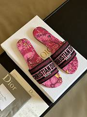 Fortok Dior Dway Slides Rani Pink Multicolor Embroidered Cotton  - 1