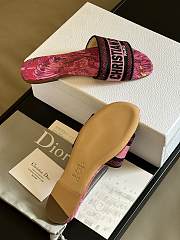 Fortok Dior Dway Slides Rani Pink Multicolor Embroidered Cotton  - 5