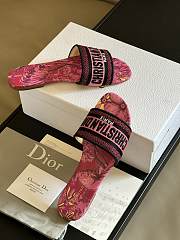 Fortok Dior Dway Slides Rani Pink Multicolor Embroidered Cotton  - 4