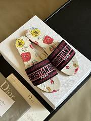 Fortok Dior Dway Slides White Multicolor Florilegio Embroidered Cotton - 1