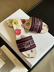 Fortok Dior Dway Slides White Multicolor Florilegio Embroidered Cotton - 6
