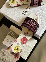 Fortok Dior Dway Slides White Multicolor Florilegio Embroidered Cotton - 5