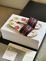 Fortok Dior Dway Slides White Multicolor Florilegio Embroidered Cotton - 4