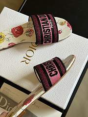 Fortok Dior Dway Slides White Multicolor Florilegio Embroidered Cotton - 3