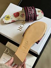 Fortok Dior Dway Slides White Multicolor Florilegio Embroidered Cotton - 2