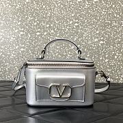 Fortok Valentino Garavani Leather Loco Vanity Case in Silver 16.5x10x7.5cm - 1