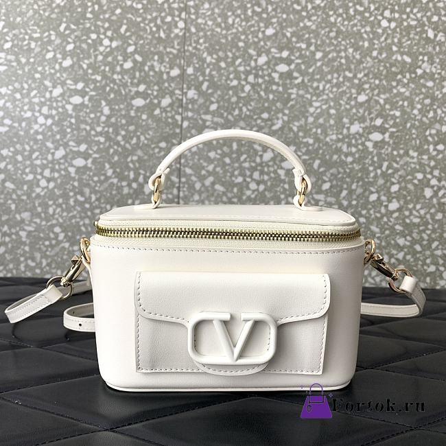Fortok Valentino Garavani Leather Loco Vanity Case in White 16.5x10x7.5cm - 1