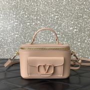 Fortok Valentino Garavani Leather Loco Vanity Case in Beige 16.5x10x7.5cm - 1
