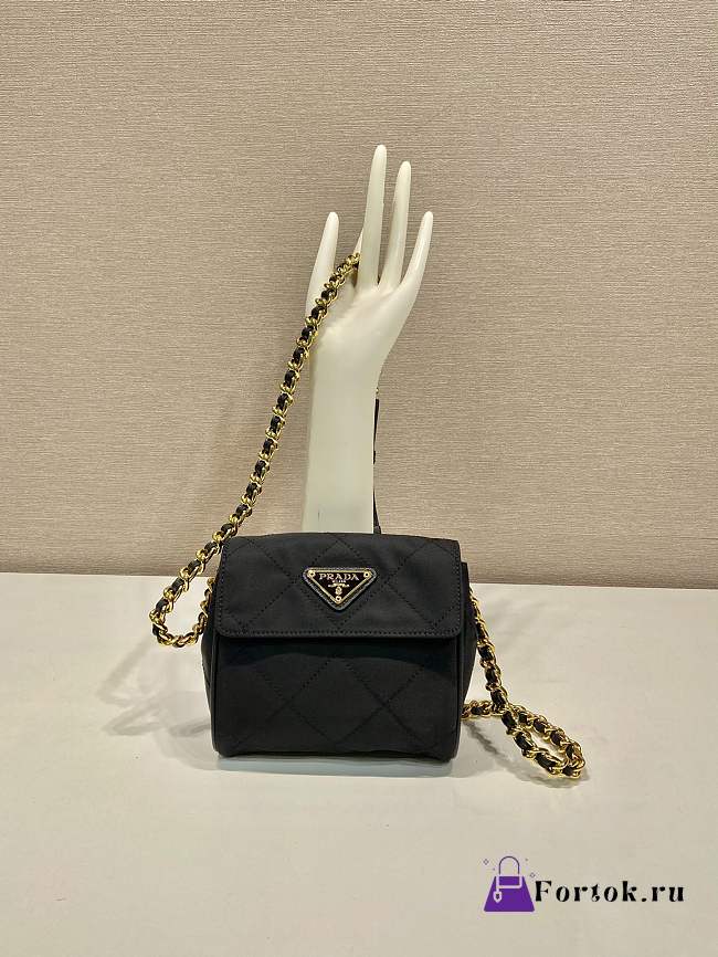 Fortok Prada Vintage Chain Hobo Bag Black 1BD643 14x13x5cm - 1