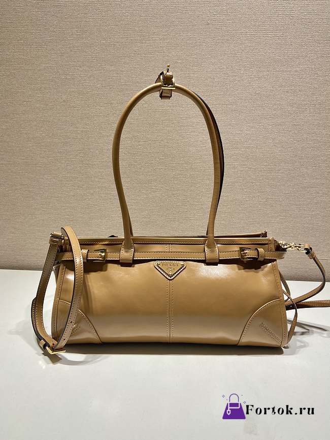 Fortok Prada Brown Medium Leather Handbag 1BA426 32x15.5x12cm - 1