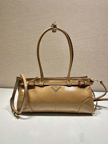 Fortok Prada Brown Medium Leather Handbag 1BA426 32x15.5x12cm