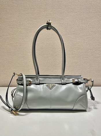 Fortok Prada Grey Medium Leather Handbag 1BA426 32x15.5x12cm