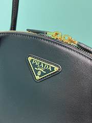 Fortok Prada Enamel Triangle Logo Leather Handbag in Black 1BA427 26x17x9cm - 2