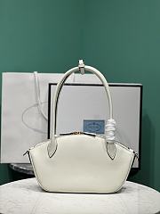 Fortok Prada Enamel Triangle Logo Leather Handbag in White 1BA427 26x17x9cm - 6