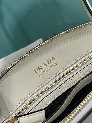 Fortok Prada Enamel Triangle Logo Leather Handbag in White 1BA427 26x17x9cm - 5