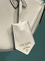 Fortok Prada Enamel Triangle Logo Leather Handbag in White 1BA427 26x17x9cm - 4