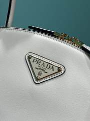 Fortok Prada Enamel Triangle Logo Leather Handbag in White 1BA427 26x17x9cm - 2