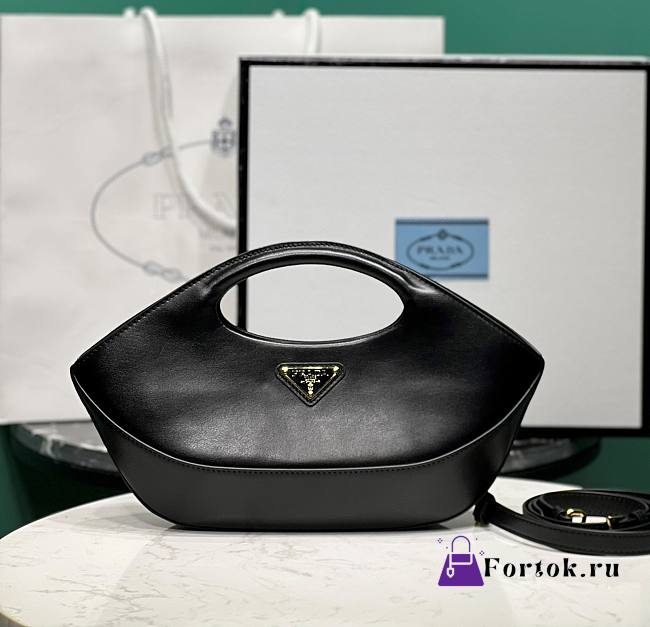 Fortok Prada Black Triangle-logo Leather Tote Bag 1BA421 30x5x20cm - 1