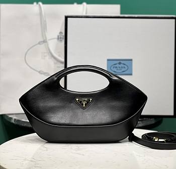 Fortok Prada Black Triangle-logo Leather Tote Bag 1BA421 30x5x20cm