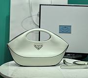 Fortok Prada White Triangle-logo Leather Tote Bag 1BA421 30x5x20cm - 1