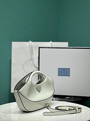 Fortok Prada White Triangle-logo Leather Tote Bag 1BA421 30x5x20cm - 6