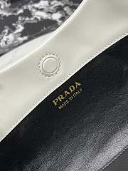 Fortok Prada White Triangle-logo Leather Tote Bag 1BA421 30x5x20cm - 4
