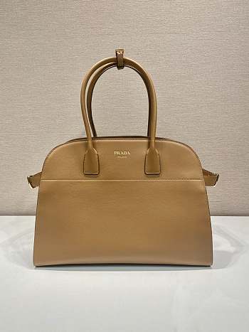 Fortok Prada Brown Leather Tote Bag 1BG508 40x29x20cm