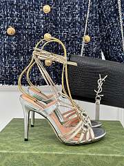 Fortok Gucci Horsebit Sandals Silver Leather - 1