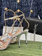 Fortok Gucci Horsebit Sandals Silver Leather - 6