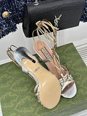 Fortok Gucci Horsebit Sandals Silver Leather - 5