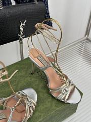 Fortok Gucci Horsebit Sandals Silver Leather - 4