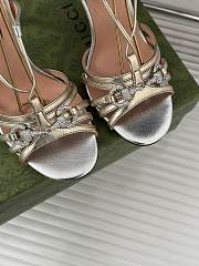 Fortok Gucci Horsebit Sandals Silver Leather - 2