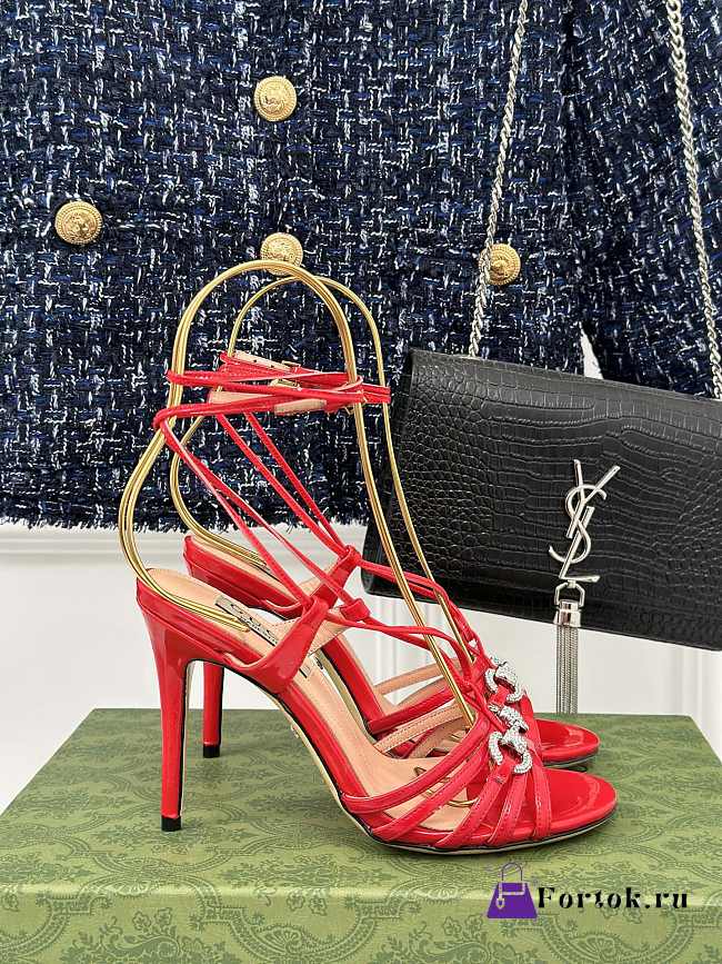 Fortok Gucci Horsebit Sandals Red Leather - 1