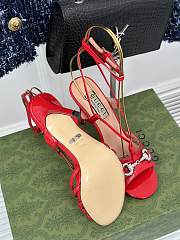 Fortok Gucci Horsebit Sandals Red Leather - 3