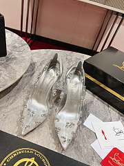 Fortok Christin Louboutin Degraqueen Embellished Pumps in Silver  - 4