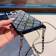 Fortok Chanek Diamond Phone Case With Crossbody Chain Silver/Dark Blue - 6