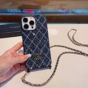 Fortok Chanek Diamond Phone Case With Crossbody Chain Silver/Dark Blue - 3